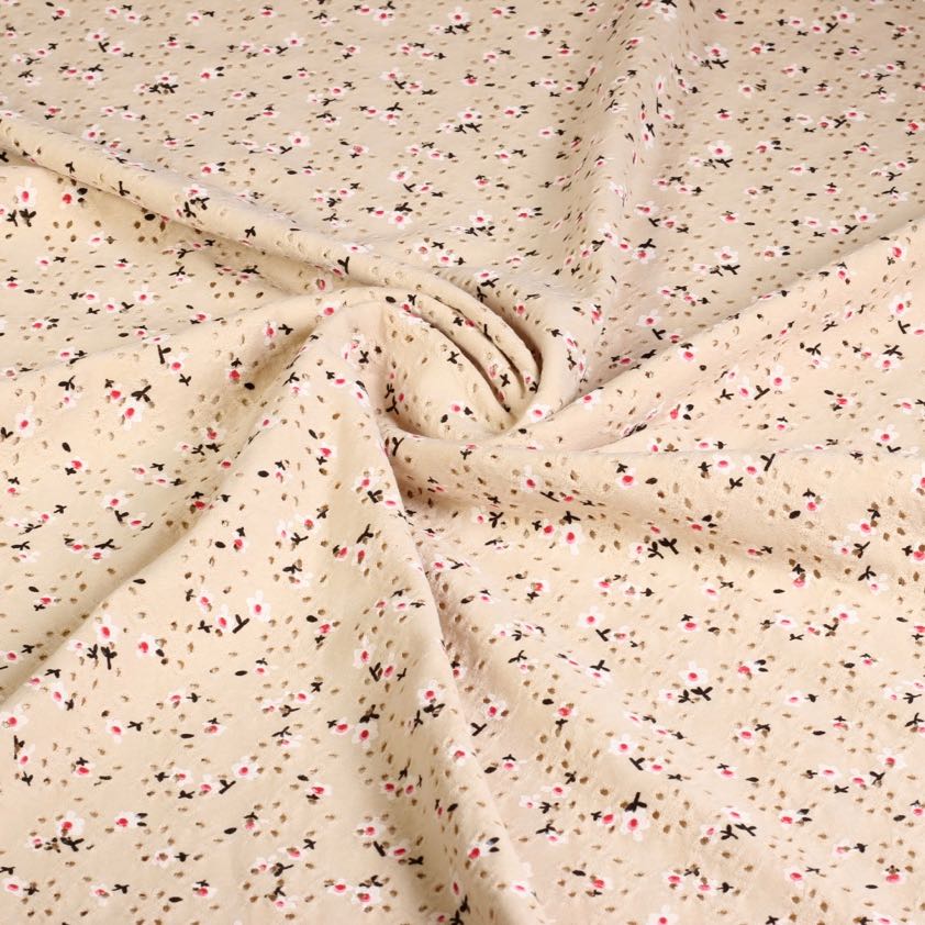 Jersey broderie stof ecru