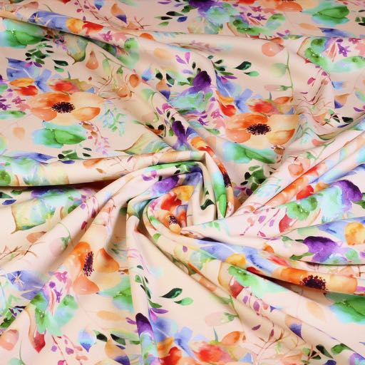 Geweven viscose stretch twill stof bloemenprint