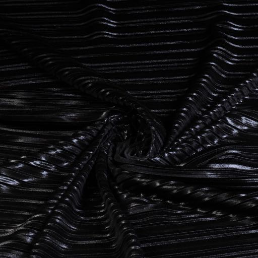 Plissé jersey stretch metallic zwart