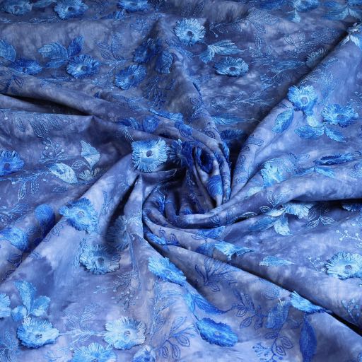 Poppy broderie tie dye blauw