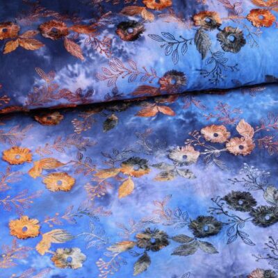 Poppy broderie tie dye blauw bruin