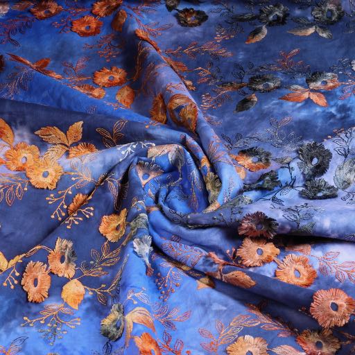 Poppy broderie tie dye blauw bruin