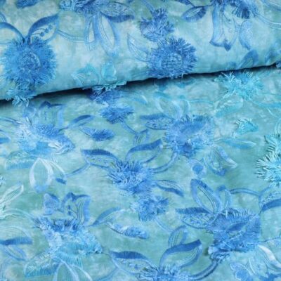 Katoen broderie tie dye aqua