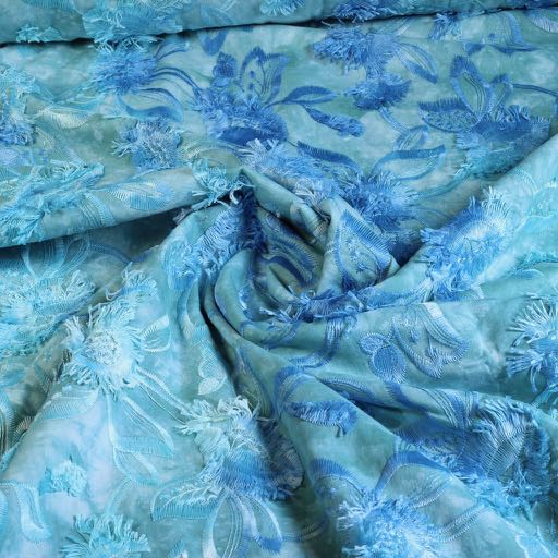 Katoen broderie tie dye aqua