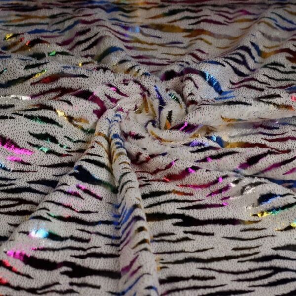 Imitatiebont wit multicolor foil streep
