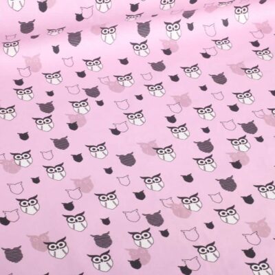 Poplin stof uil roze