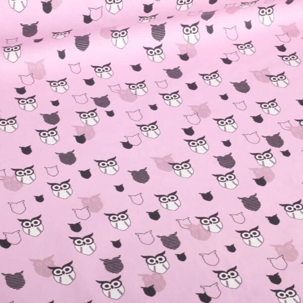 Poplin stof uil roze