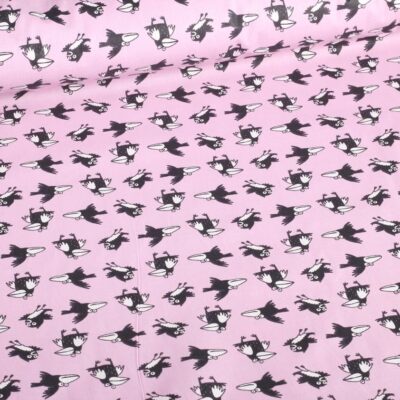 Poplin stof kraai roze