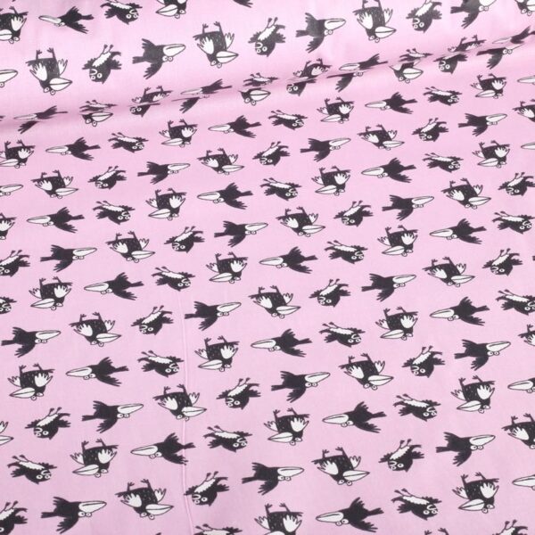 Poplin stof kraai roze