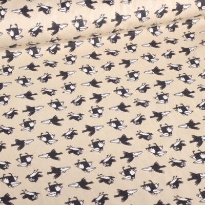 Poplin stof kraai beige
