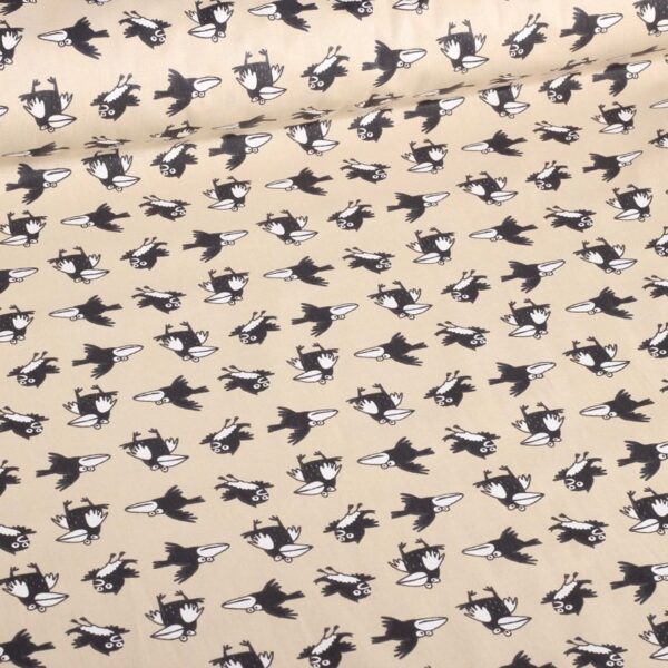 Poplin stof kraai beige