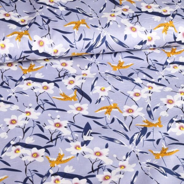 Poplin stof zwaluw licht blauw