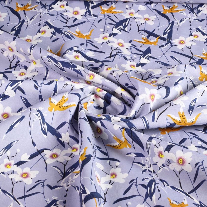 Poplin stof zwaluw licht blauw
