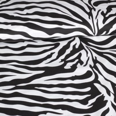 Katoen stof poplin zebra zwart wit