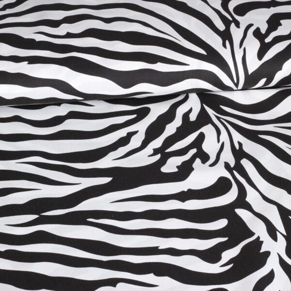 Katoen stof poplin zebra zwart wit