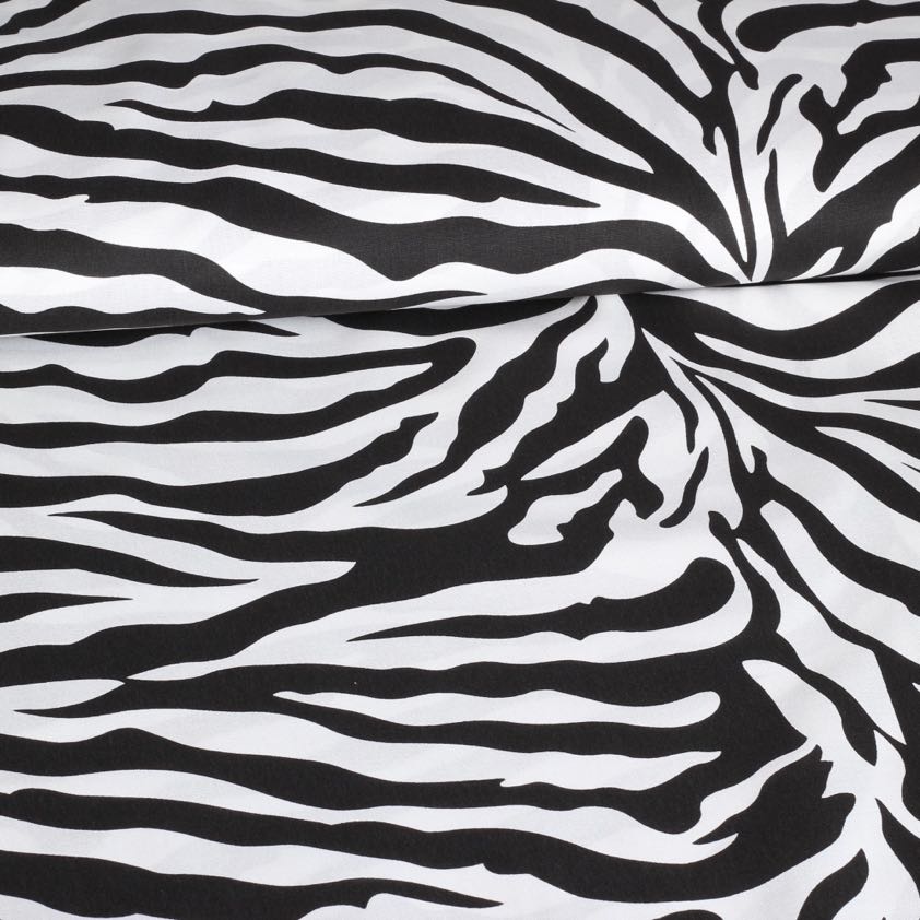 Katoen stof poplin zebra zwart wit