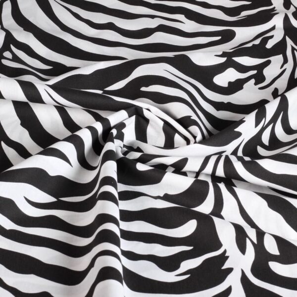 Katoen stof poplin zebra zwart wit