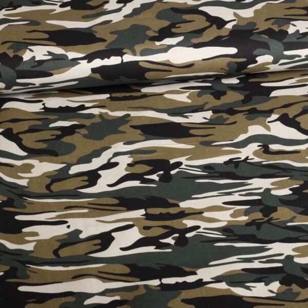 Katoen stof poplin camouflage groen
