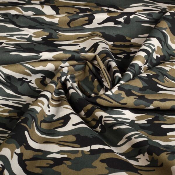 Katoen stof poplin camouflage groen