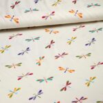 Poplin stof libelle multicolor beige