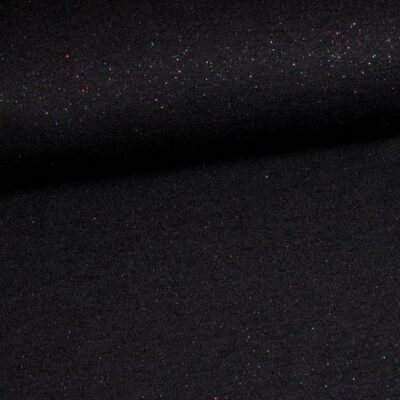 Jersey stretch zwart glitter multicolor