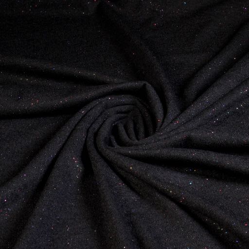 Jersey stretch zwart glitter multicolor