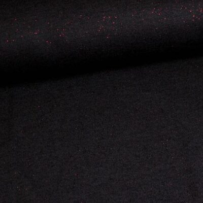 Jersey stretch zwart/glitter rood