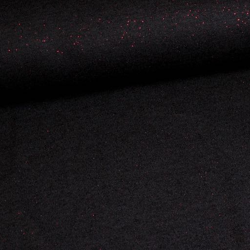 Jersey stretch zwart/glitter rood