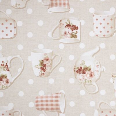 Tafelzeil linnenlook thee servies