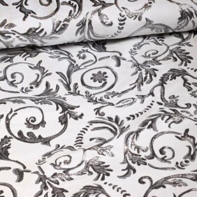 Barok Jacquard wit/zilver