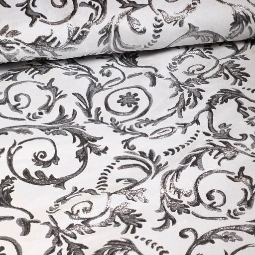 Barok Jacquard wit/zilver
