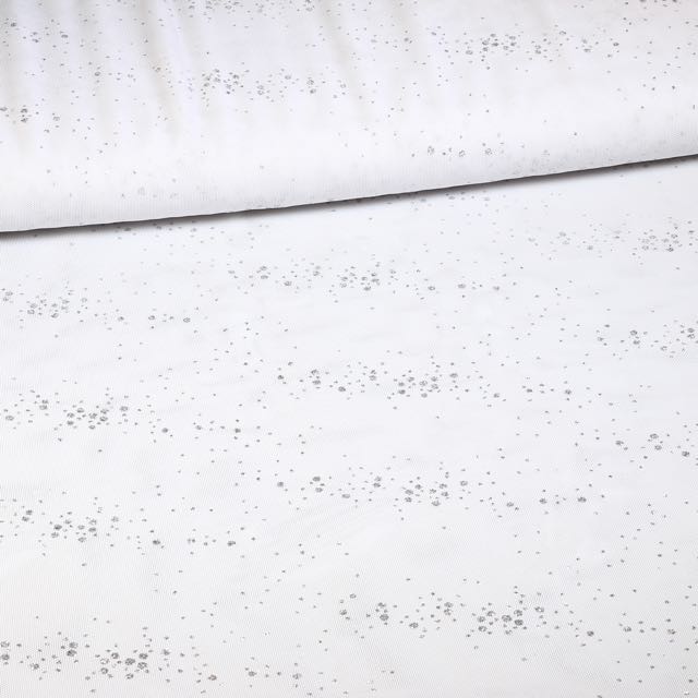 Mesh stof glitter stip Wit