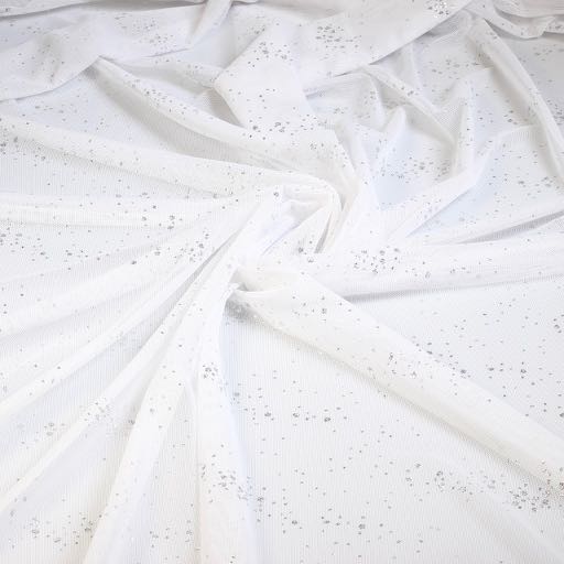 Mesh stof glitter stip Wit