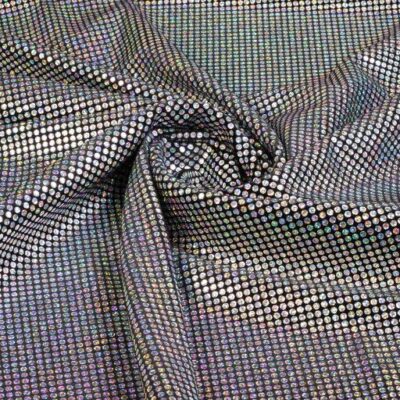 Velvet stof stretch hologram pailletten zilver
