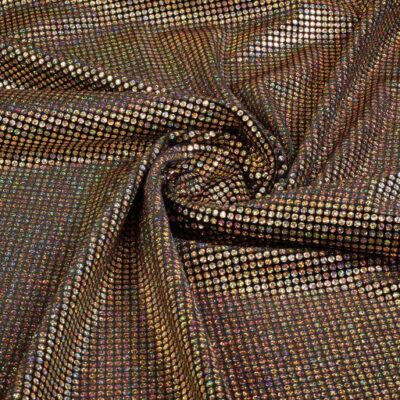 Velvet stof stretch hologram pailletten goud