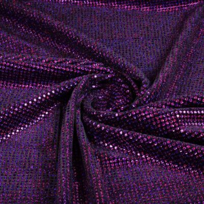 Velvet stof stretch hologram pailletten paars