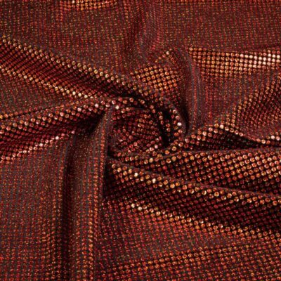 Velvet stof stretch hologram pailletten oranje