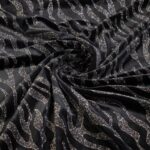Velvet stof stretch Glitter streep zilver