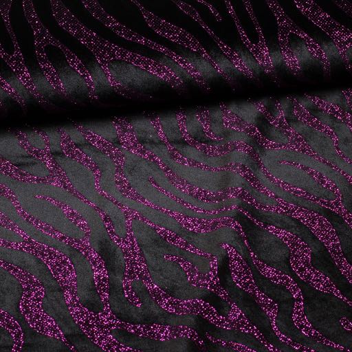 Velvet stof stretch Glitter streep paars