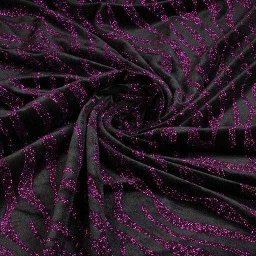 Velvet stof stretch Glitter streep paars