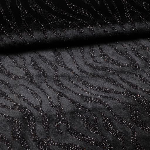 Velvet stof stretch Glitter streep zwart