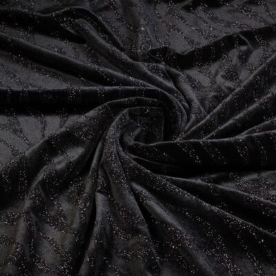 Velvet stof stretch Glitter streep zwart