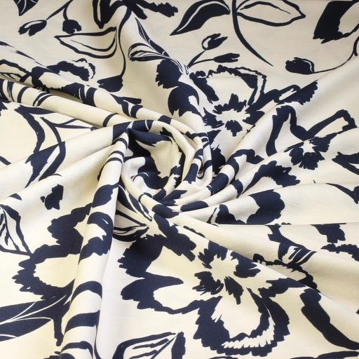 Crepe Viscose bloem zwart