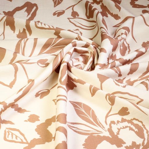 Crepe Viscose bloem camel