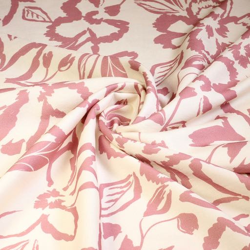 Crepe Viscose bloem oud roze