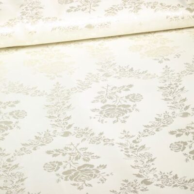 Satijn jaquard roos champagne / Off white