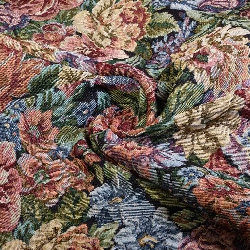 Gobelin stof Bloem zwart