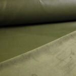 Stretch leer / velour stof olijf