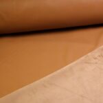Stretch leer / velour stof cognac