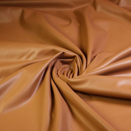 Stretch leer / velour stof cognac